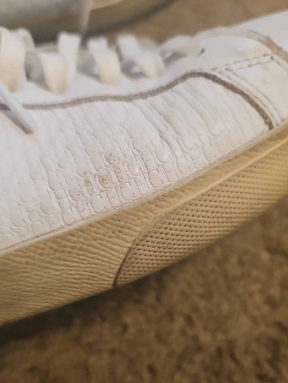 Carolina Herrera White Leather Sneakers with Red Accent - Picture 4 of 9